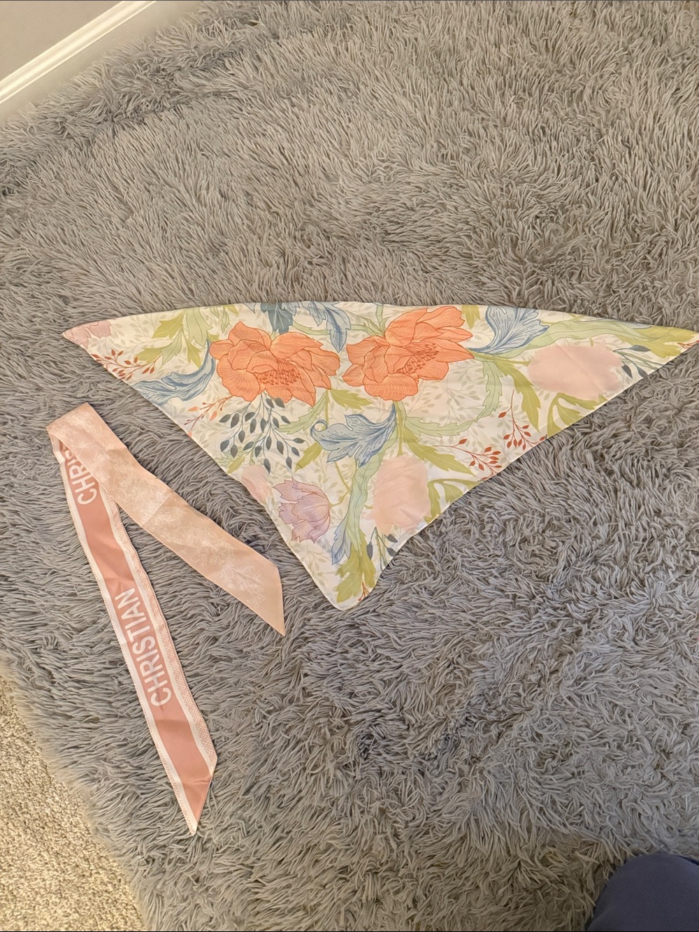 Silk Scarf and Pink Ribbon Set
